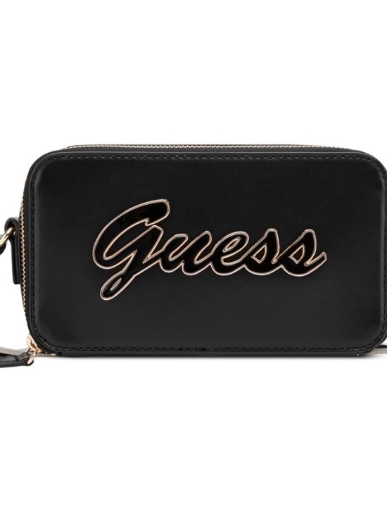 Guess Handbags - Guess Black Crossbody Bag with Gold Script Logo